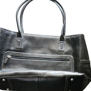 SOLD Vintage Fossil Black Leather Handbag Business Office Travek Messenger